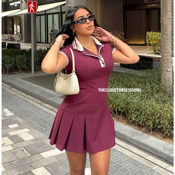 ZARA Blogger Fave Collared Wine Red Mini Dress NWT - Picture 9 of 16